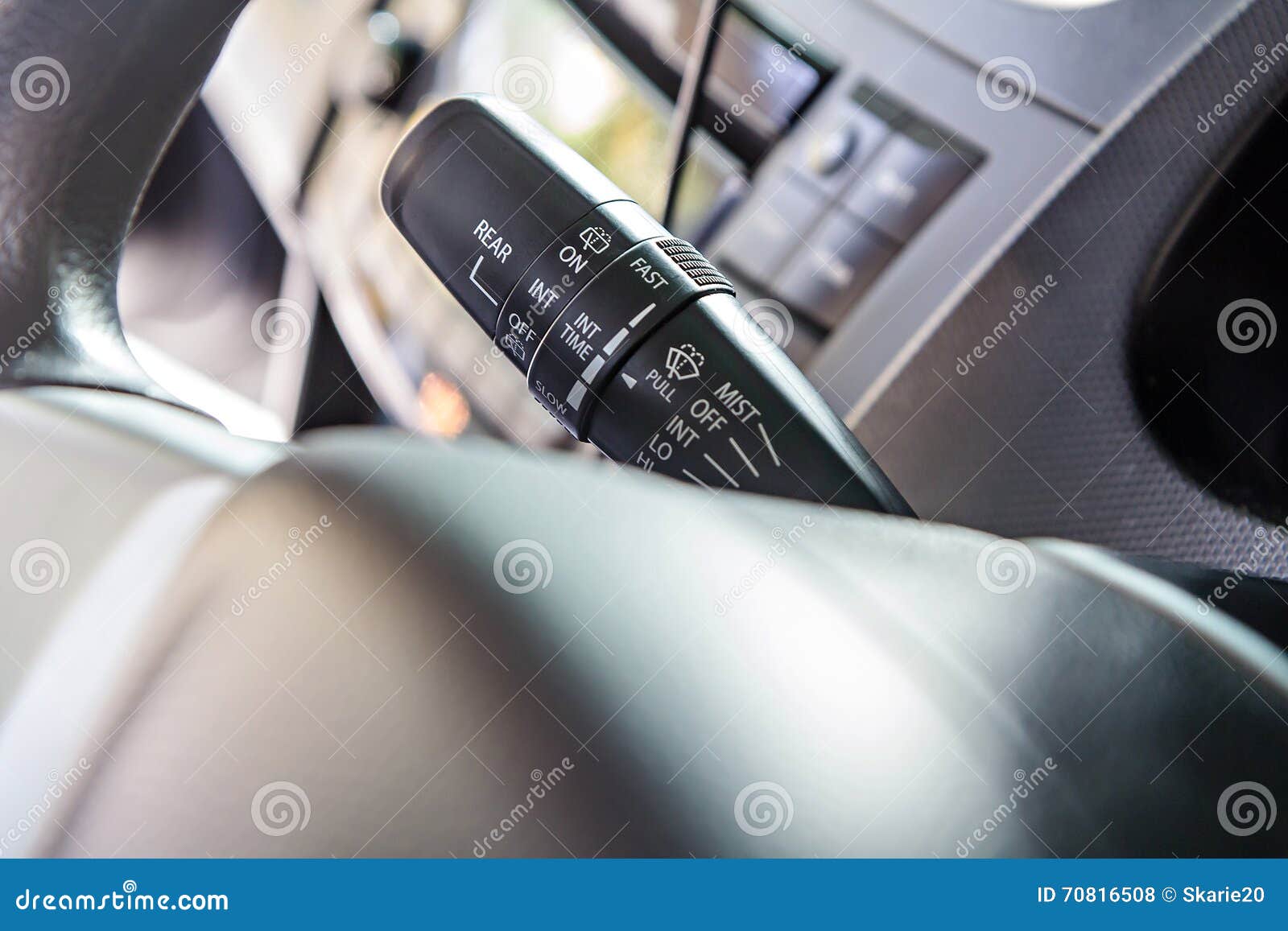 Car wiper control stick stock photo. Image of switch 70816508