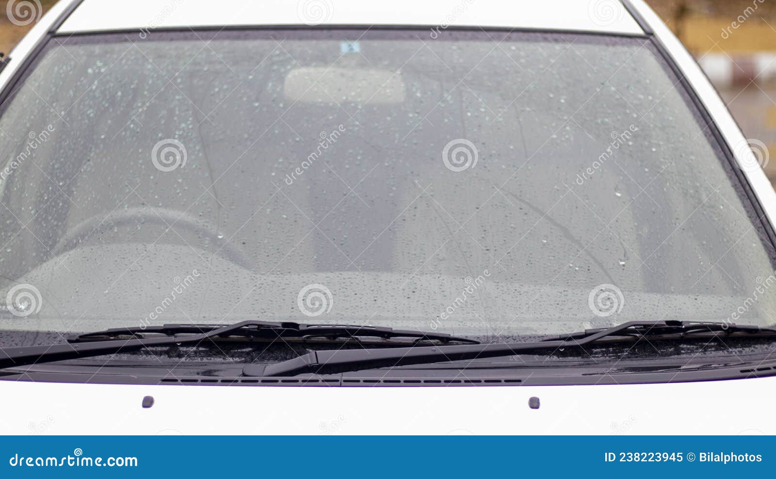 Car Wipers and Front Windshield with Rain Drops Stock Image Image of
