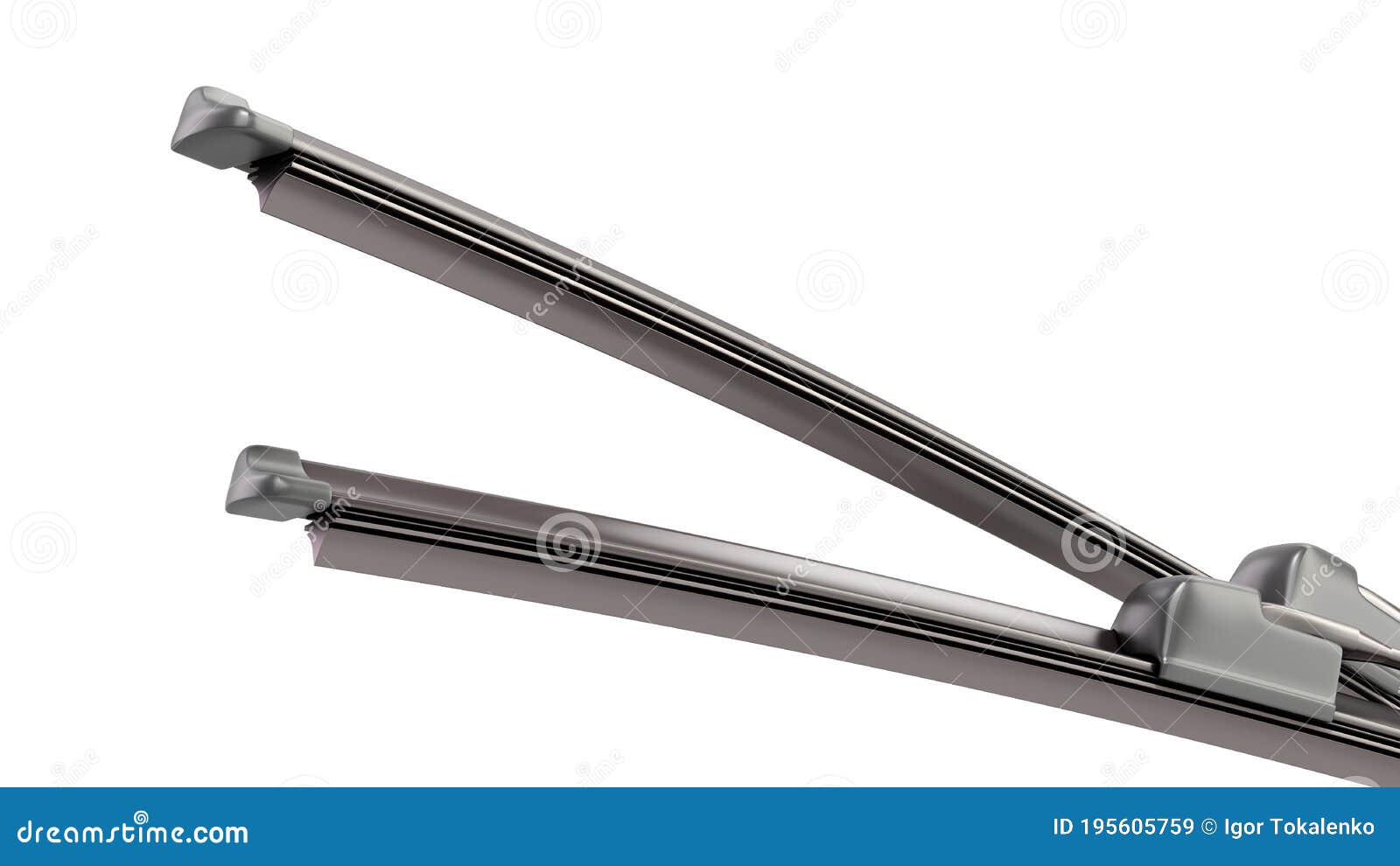 Car Wipers with Red Silicone Coating 3d Render Isolate on White Stock