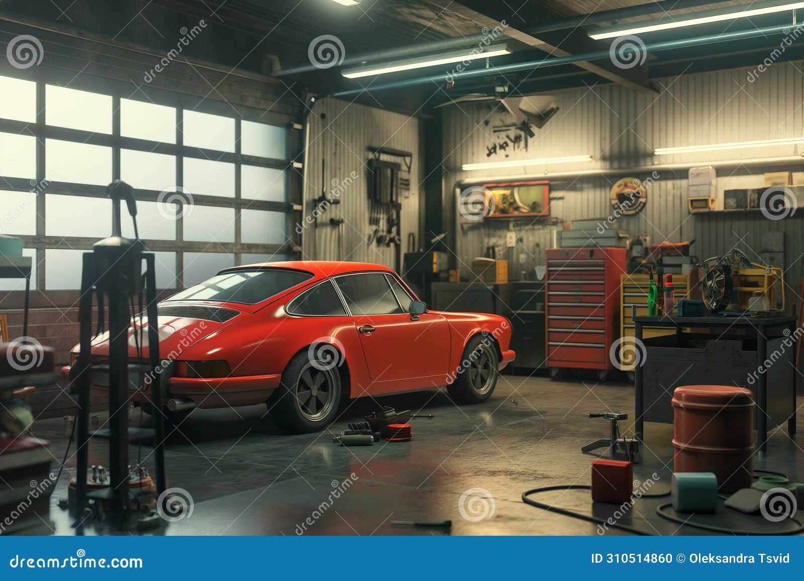 car workshop, offering high-quality and high-tech car repair services, high-quality service of auto technics