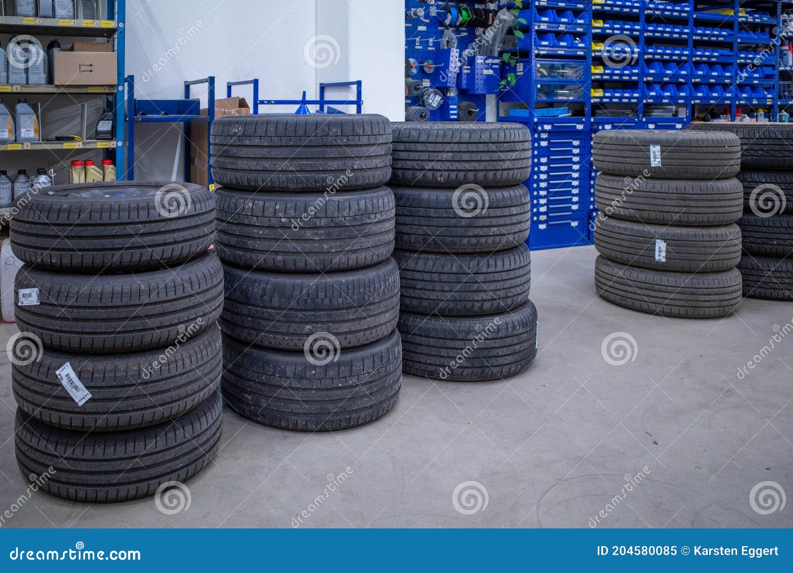 In Car There are Many Stacked Car Tires Stock Image Image of