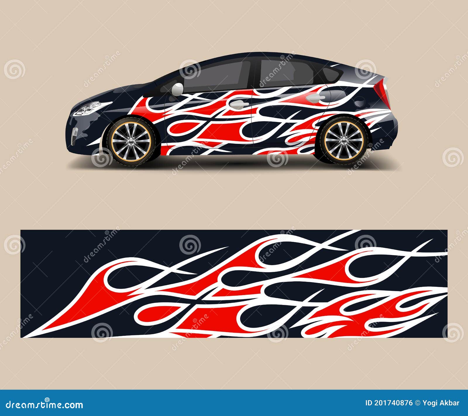car wrap decal  . graphic abstract flame s racing s for vehicle, rally, race, adventure template 