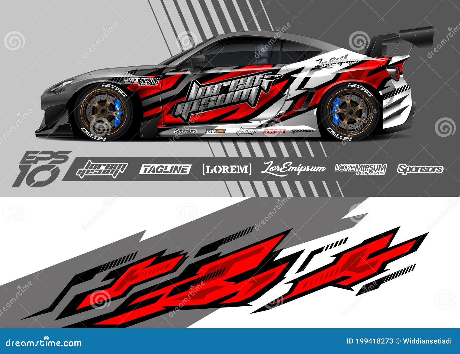 car wrap decal graphic . abstract stripe racing background s. full  eps 10