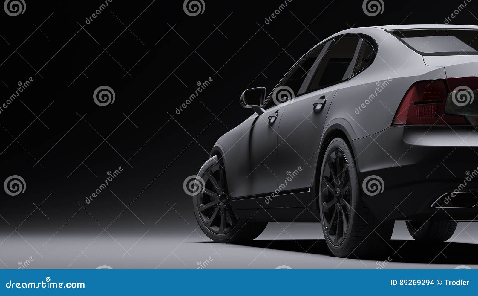 car wrapped in black matte film. 3d rendering