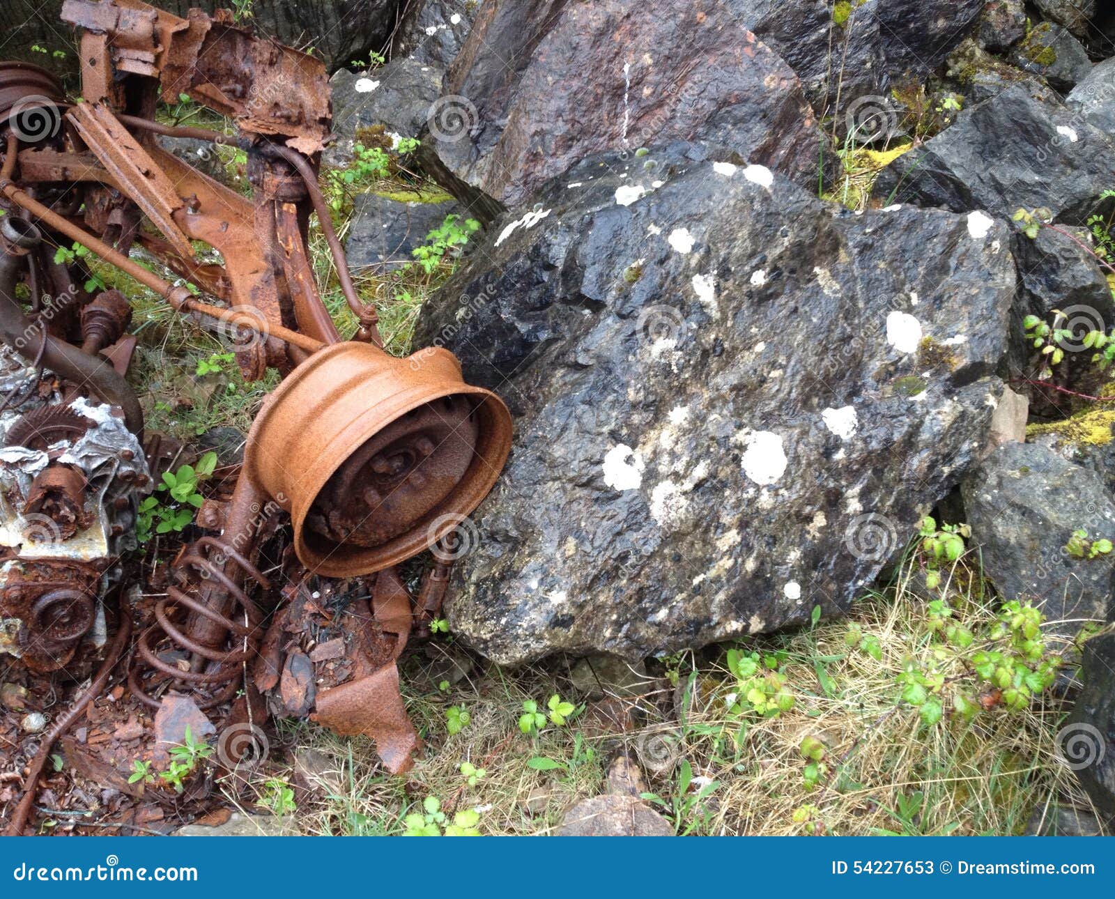 Car wreck Brixham quarry stock image. Image of wheel 54227653