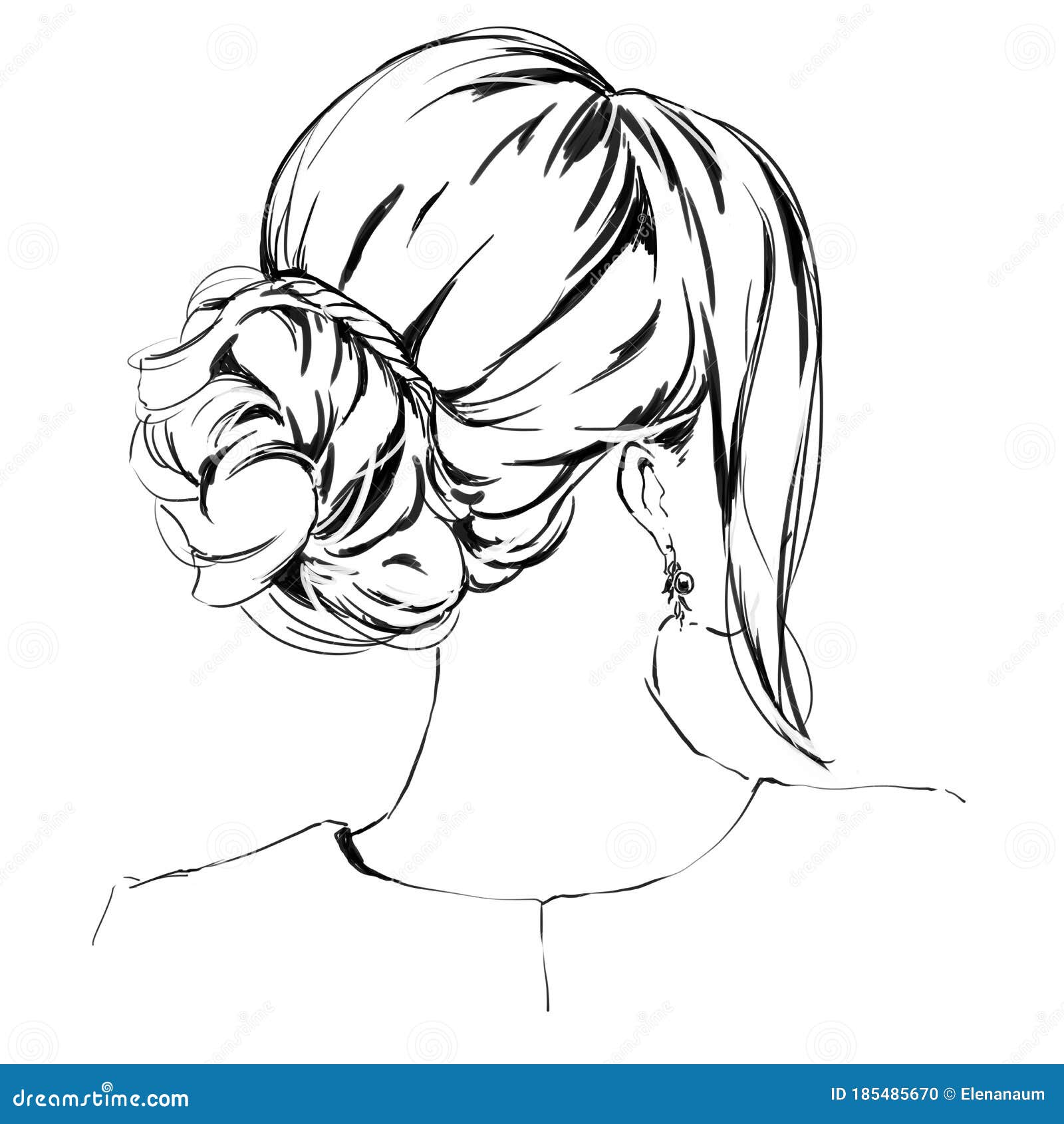 Desenho de cabelo curto feminino fofo ilustração de arte em estilo