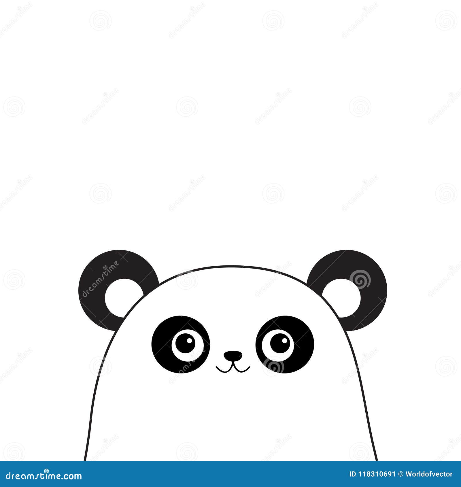 Cara de urso panda bonito. olhar amoroso. personagem de desenho animado.  ilustração.