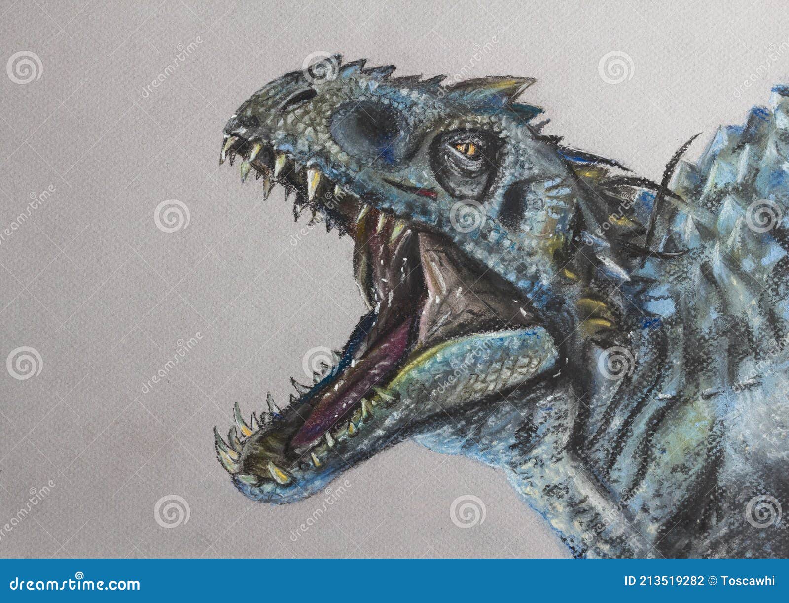 Cara De Dibujo De Dinosaurio De Indominus Rex Mano Dibujada En Pasteles  Carnívoro Miedo Stock de ilustración - Ilustración de dinosaurios, reptil:  213519282