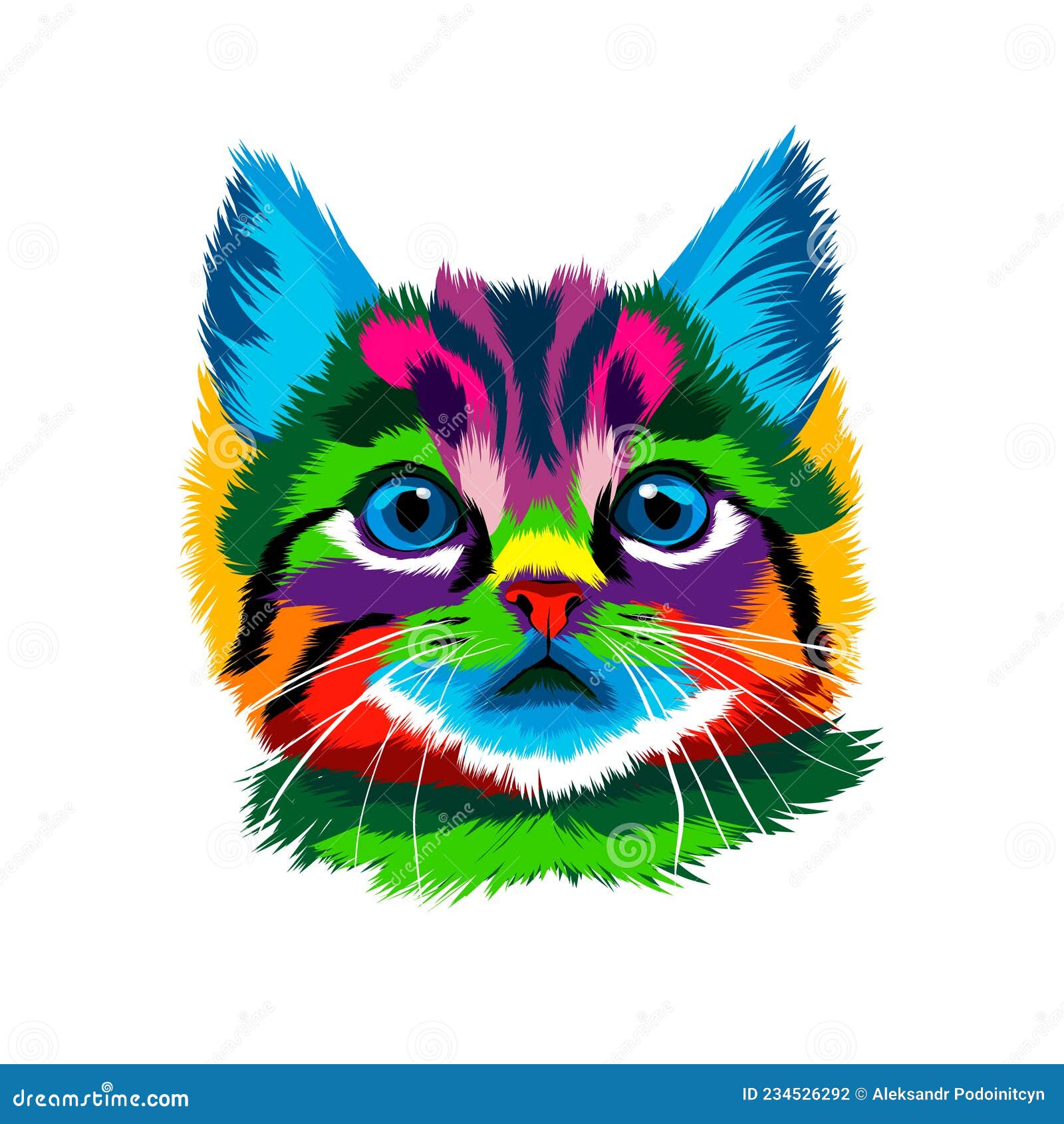 Cara De Gatito Retrato De Gato De Pinturas Multicolores. Salpicadura Del  Dibujo De Color Agua Realista Ilustración del Vector - Ilustración de  casta, cubo: 234526292