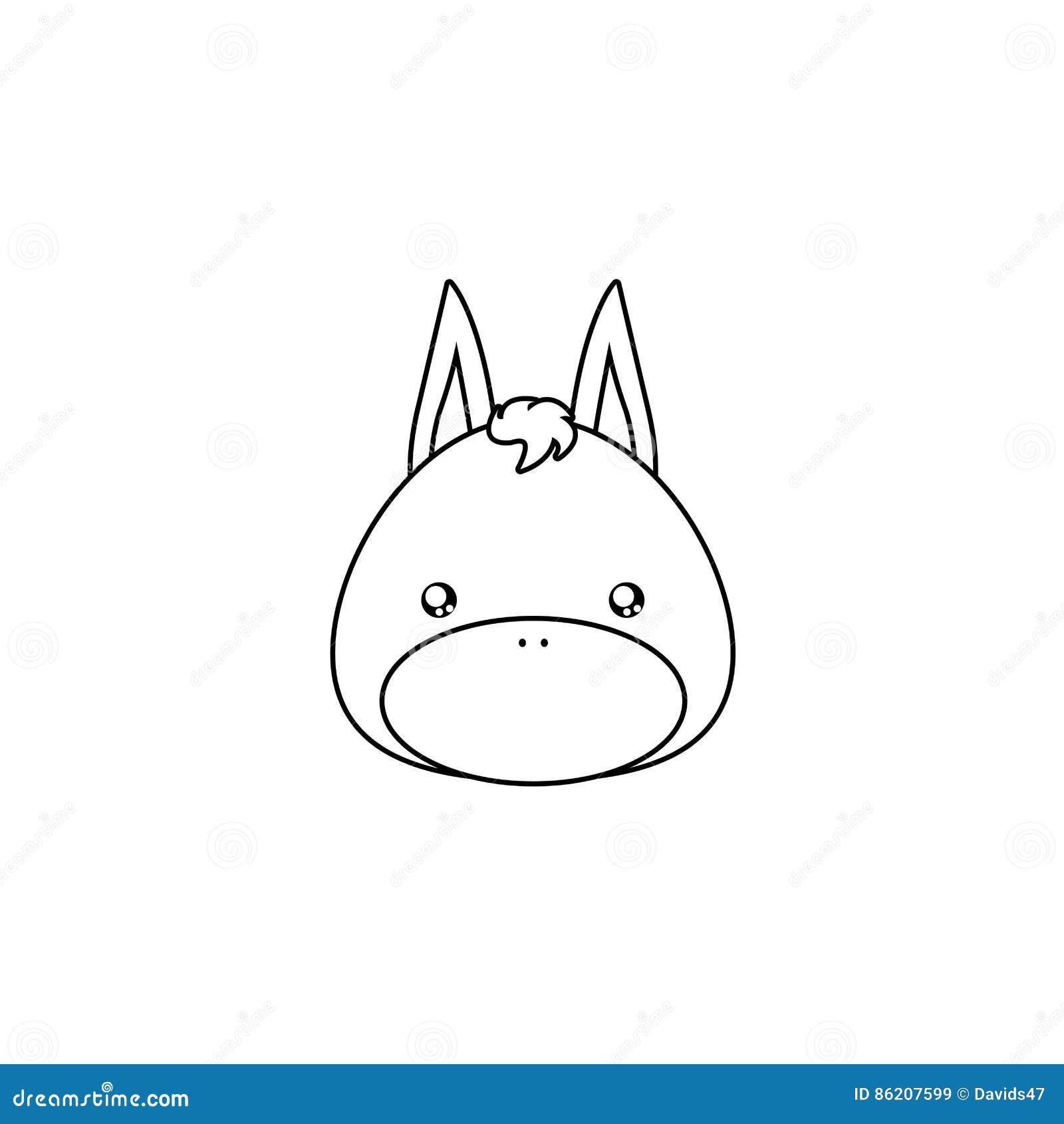 Cara del dibujo del burro ilustración del vector. Ilustración de retrato -  86207599