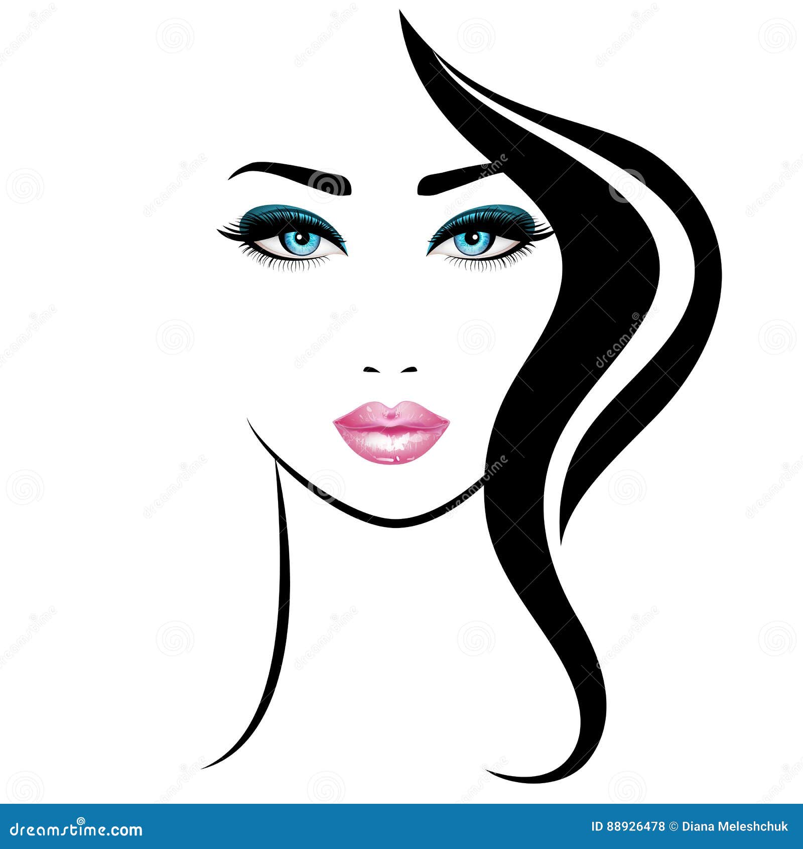 La situación. - Página 3 Cara-del-s-de-la-mujer-ilustración-del-vector-labios-rosados-realistas-y-ojos-azules-con-las-pestañas-elegantes-88926478