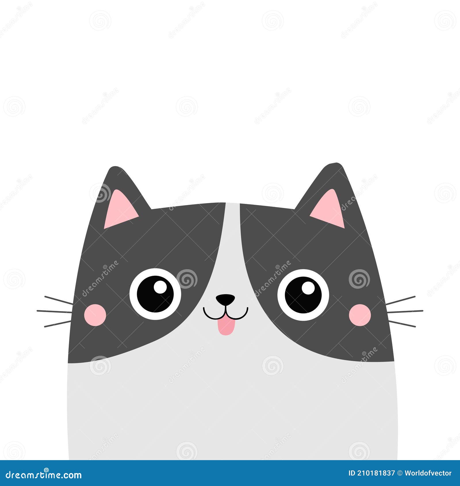 Vector Feliz Bonito Divertido Gatinho Branco Desenho Animado