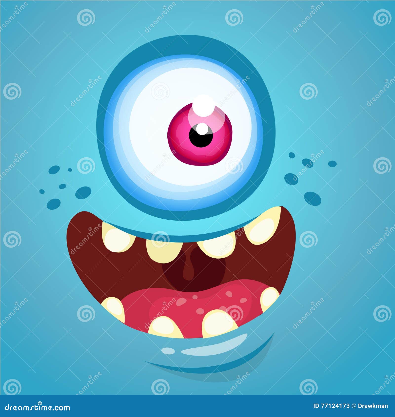 Vetores de Azul Engraçado Feliz Desenho Animado Monstro Espacial