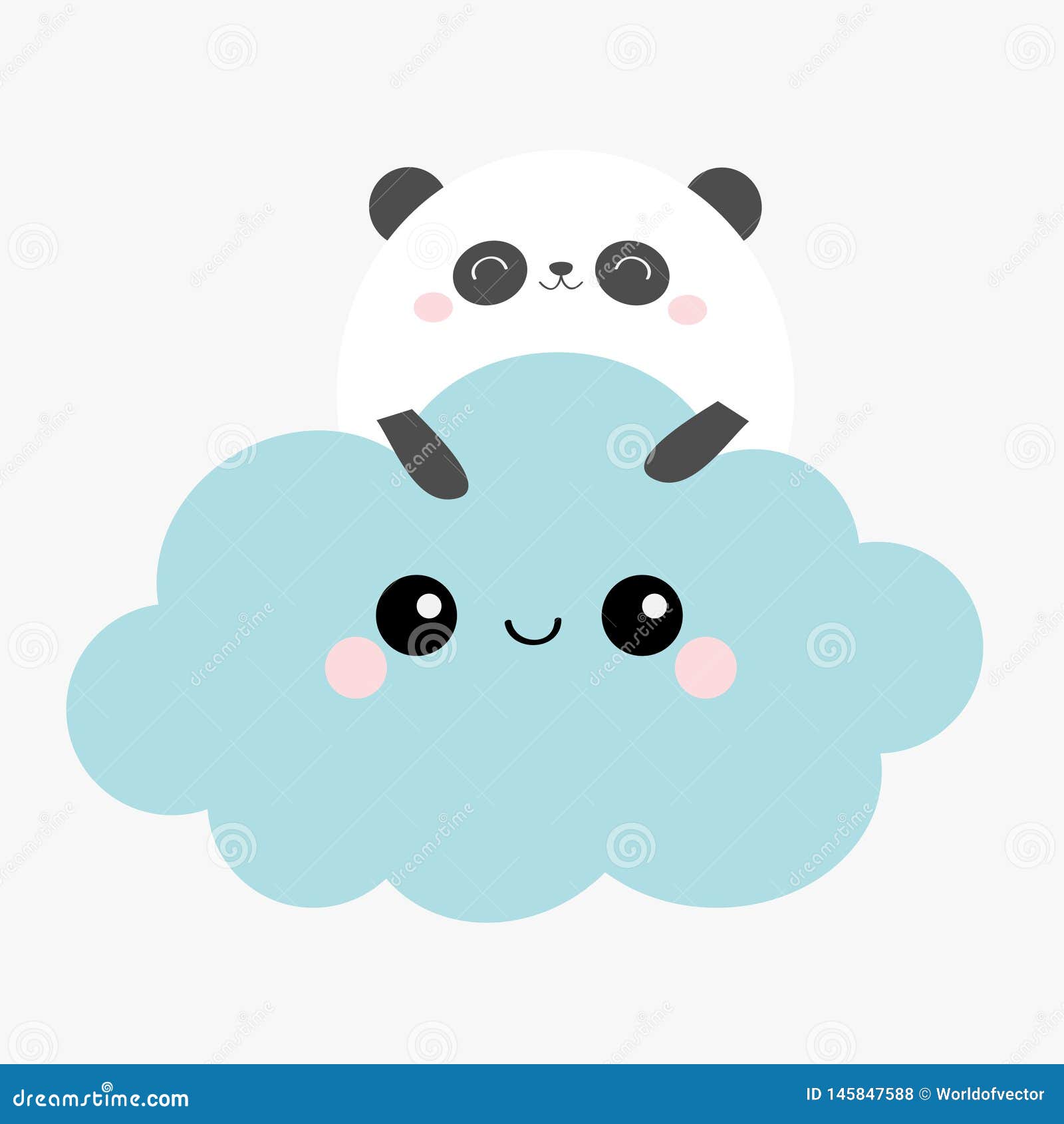 Panda Bear Face Holding Blue Cloud in the Sky. Cute Cartoon Kawaii Funny  Smiling Baby Character. Nursery Decoration. Kids Print Ilustração do Vetor  - Ilustração de rasparia, sonho: 145847588
