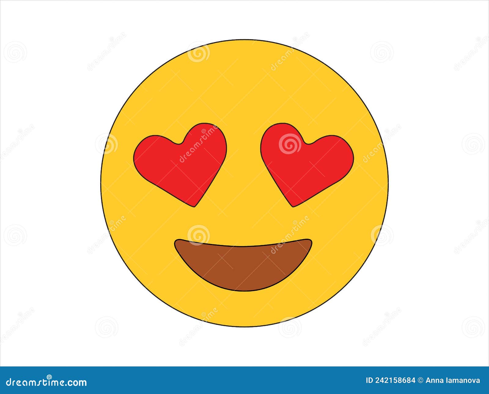 Cara Sonriente Amarilla. Emoji De Amor. Ilustración del Vector -  Ilustración de internet, avatar: 242158684