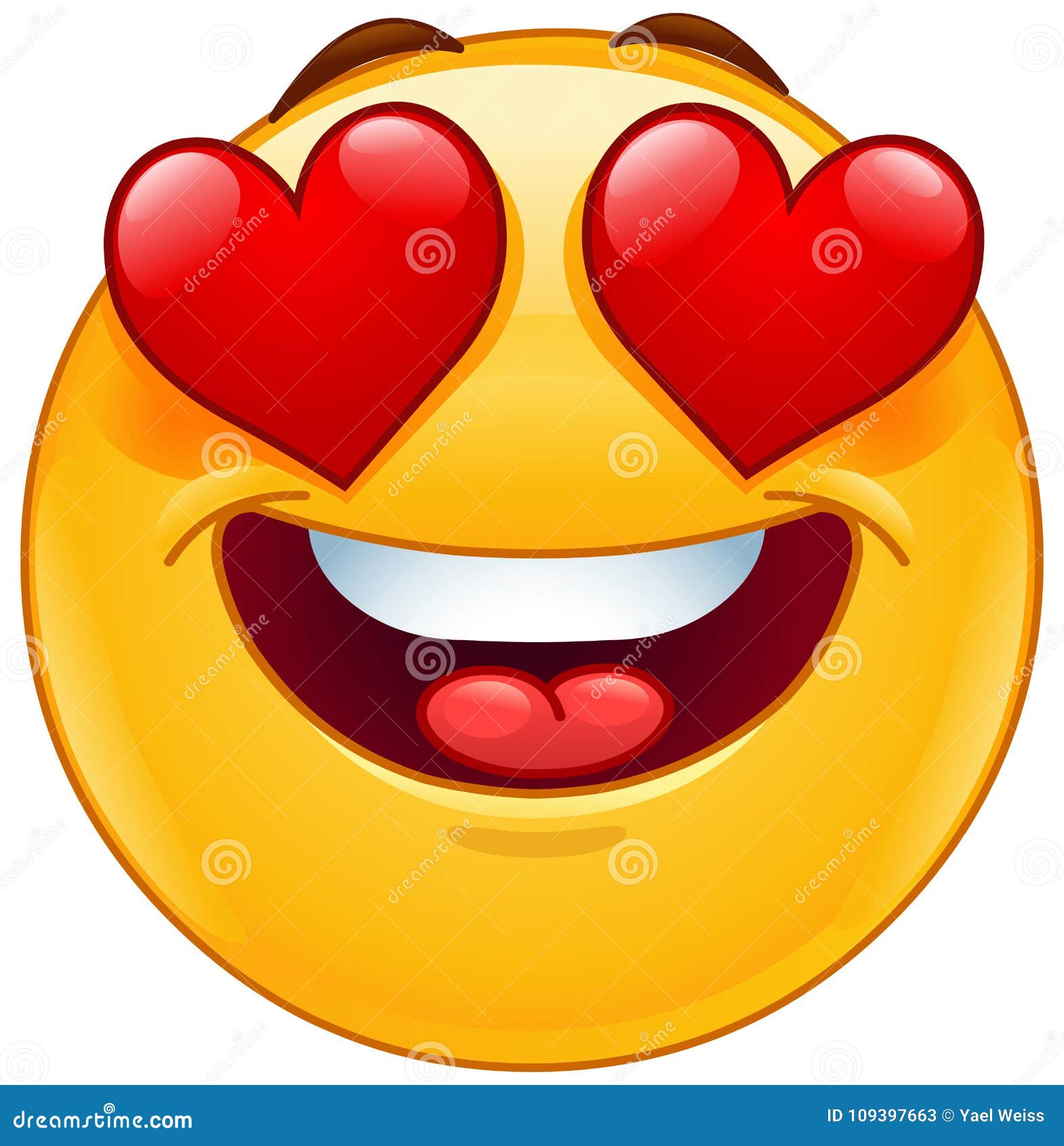 Cara Sonriente Del Emoticon Con Los Ojos Del Corazón Ilustración del