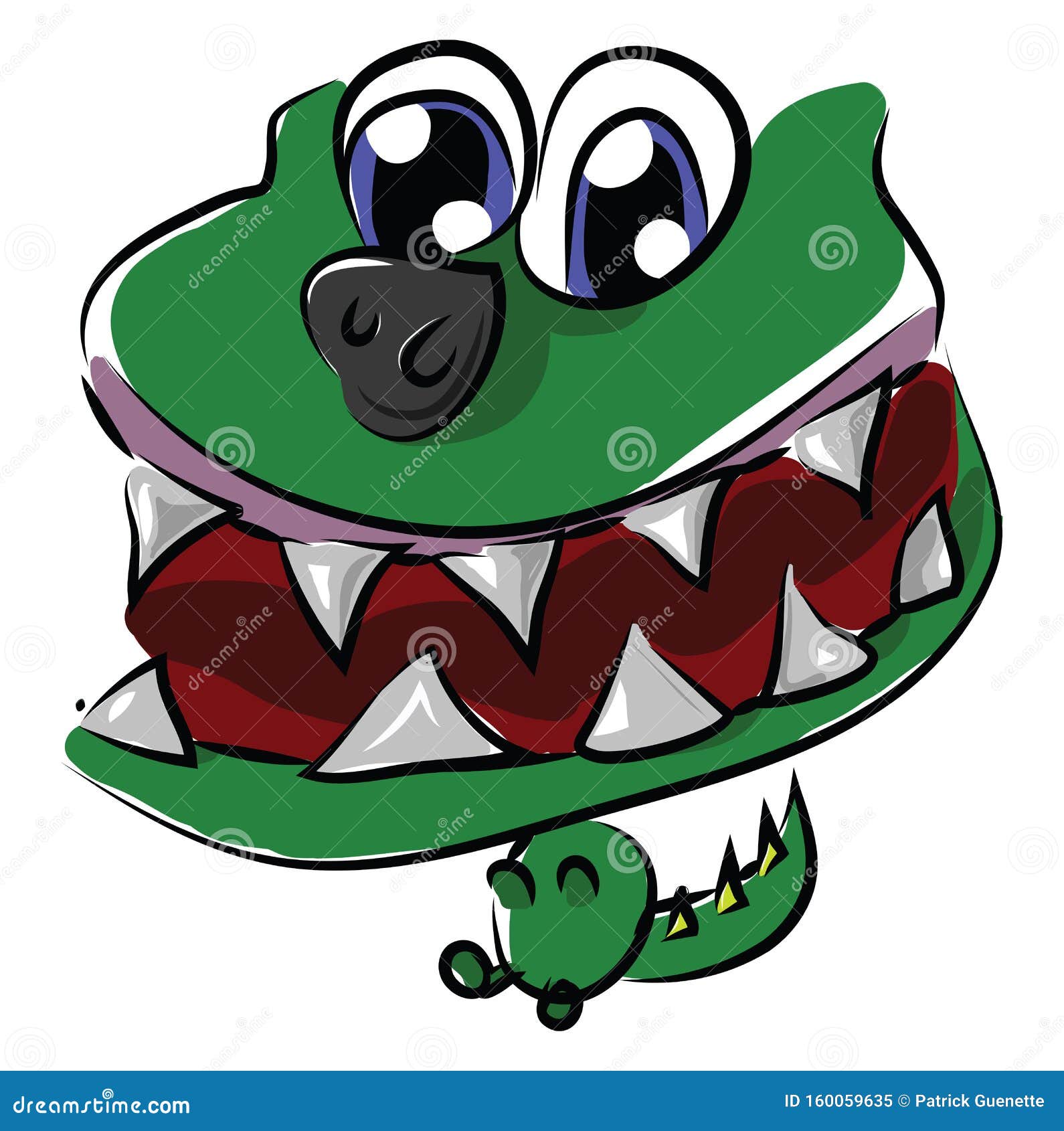 Cara a Un Dinosaurio BebÃ© Verde Con Su Dibujo O IlustraciÃ³n De Color  Vectorial Abierto En La Boca Ilustración del Vector - Ilustración de  dinosaurio, reptiles: 160059635
