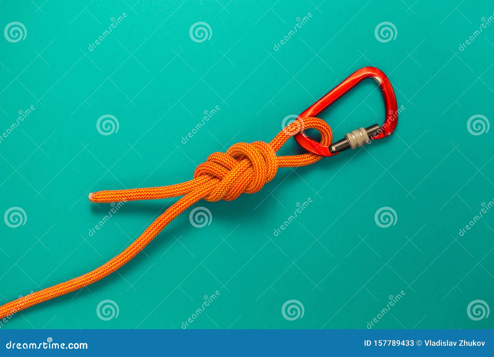 Carabiner and Knot from a Climbing Rope Stock Image - Image of