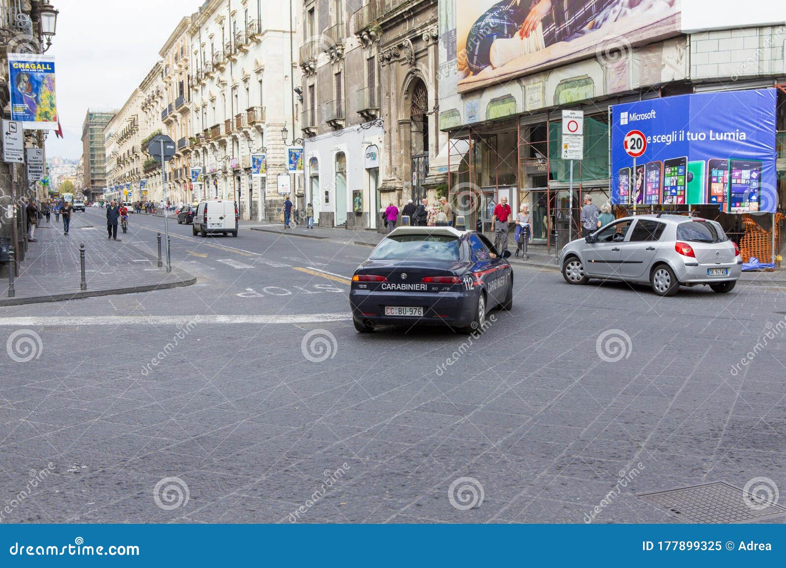 carabinieri car paroling streets of catania