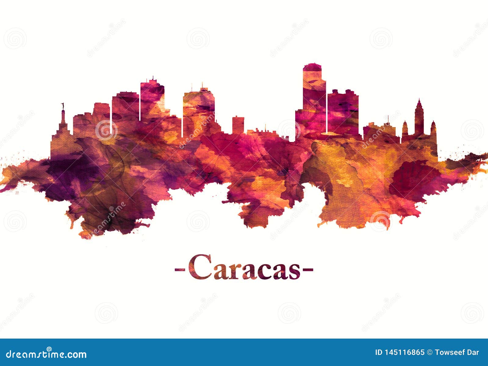 caracas venezuela skyline in red