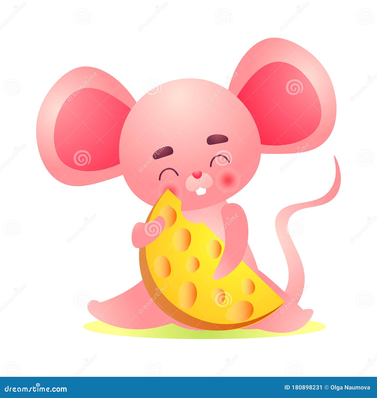 Souris Avec De Grandes Oreilles Roses Illustration de Vecteur