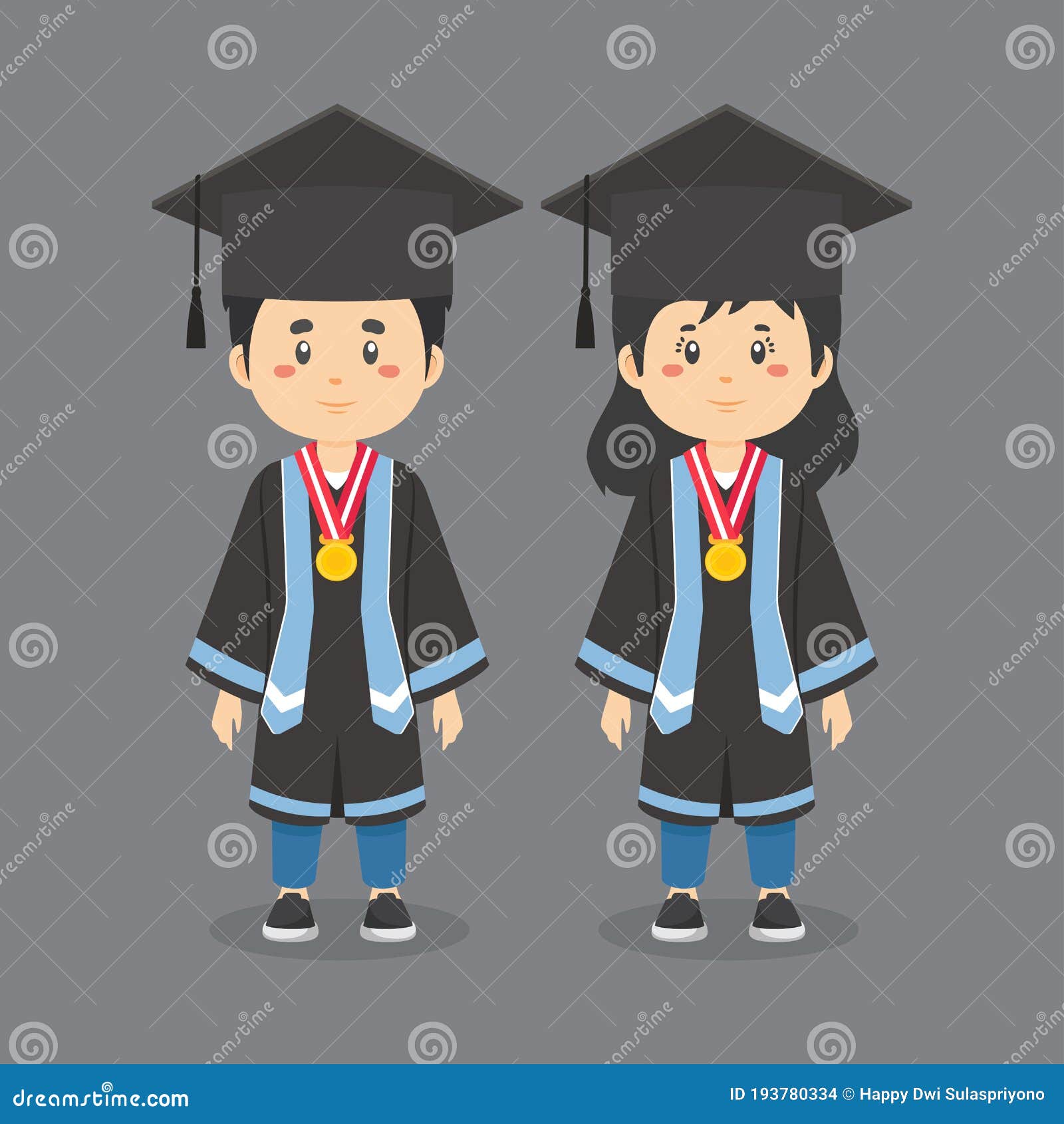 Caracter De Pareja Con Ropa De Graduación Ilustración del Vector -  Ilustración de académico, feliz: 193780334