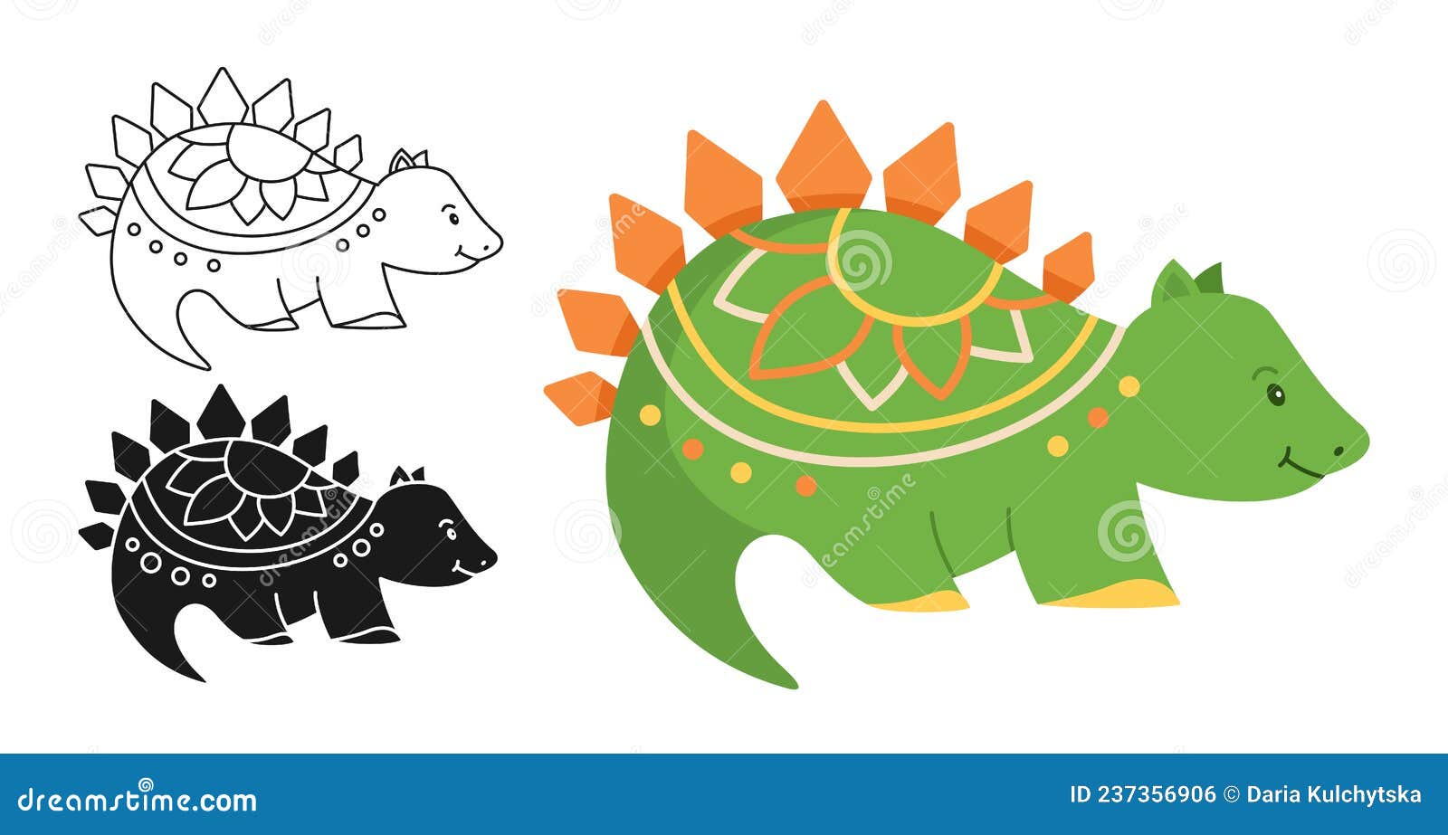 Conjunto de vetores de dinossauros coloridos dos desenhos animados