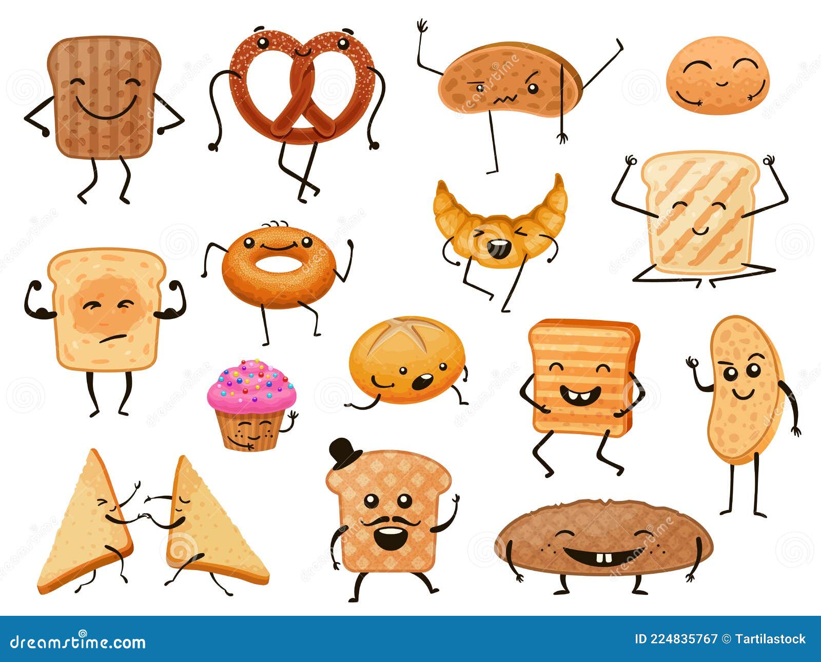Caracteres De Pan. Divertidos Productos De Panadería De Dibujos Animados Tostadas Y Pastelería Dulce. Croissant Y Muffin De Desayu Ilustración del Vector - Ilustración de postre, sano: 224835767 Caracteres De Pan. Divertidos Productos De Panadería De Dibujos Animados Tostadas Y Pastelería Dulce. Croissant Y Muffin De Desayu Ilustración del Vector - Ilustración de postre, sano: 224835767