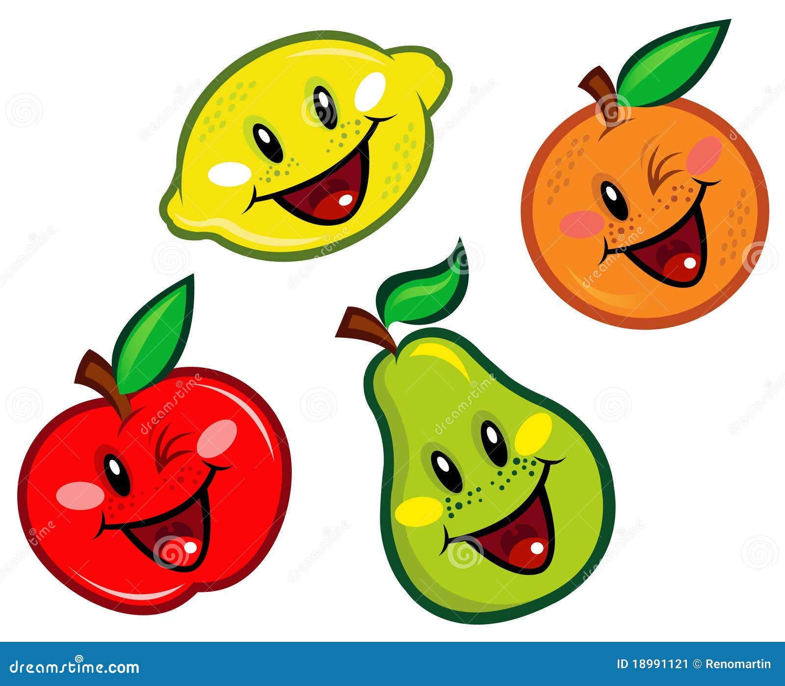 Caracteres Felices De Las Frutas Ilustración del Vector - Ilustración