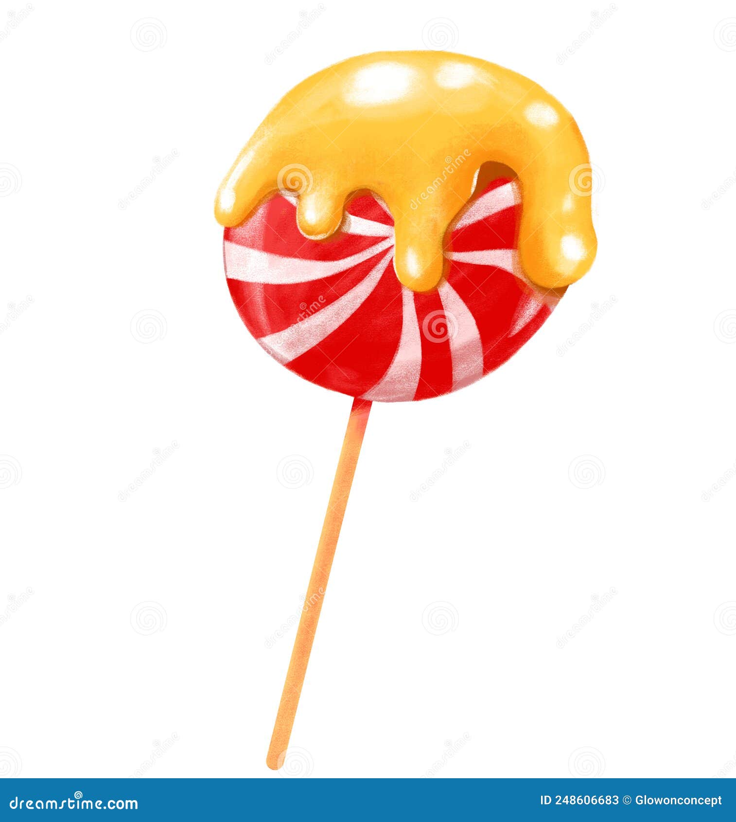 caramalized candy lollipop stick hand drawing 