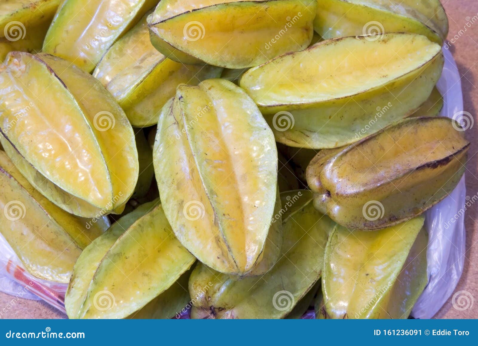 Carambola or Star Fruit on Table in Puerto Rico Stock Image Image of