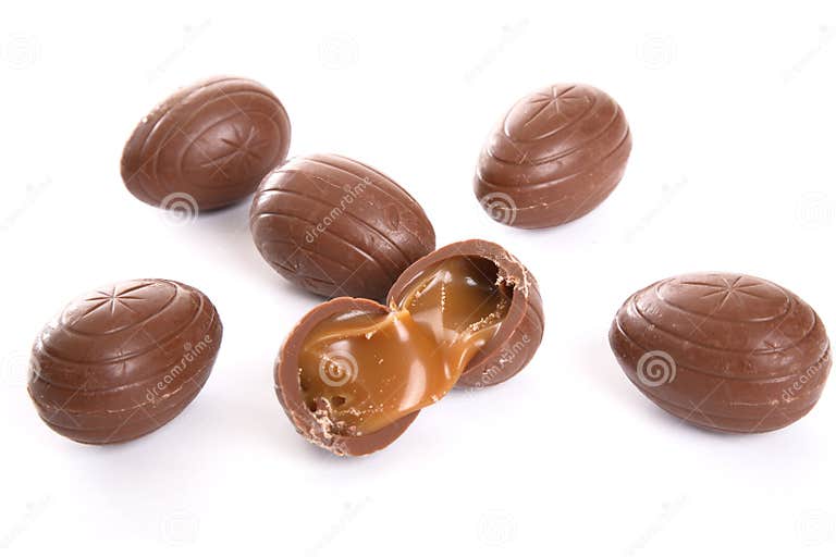 Caramel Filled Chocolate Eggs Stock Photo Image of chocolate