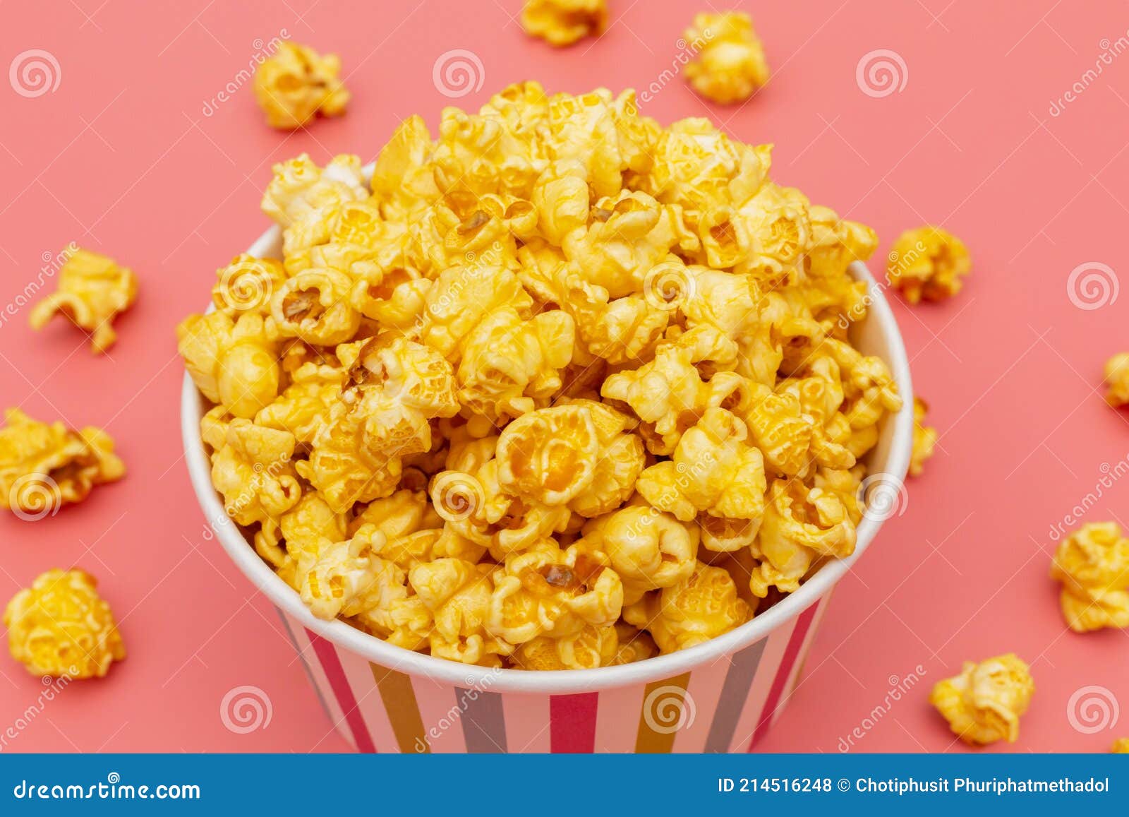 Caramel of Pop Icons in Multicolored Cups on Pink Background Stock