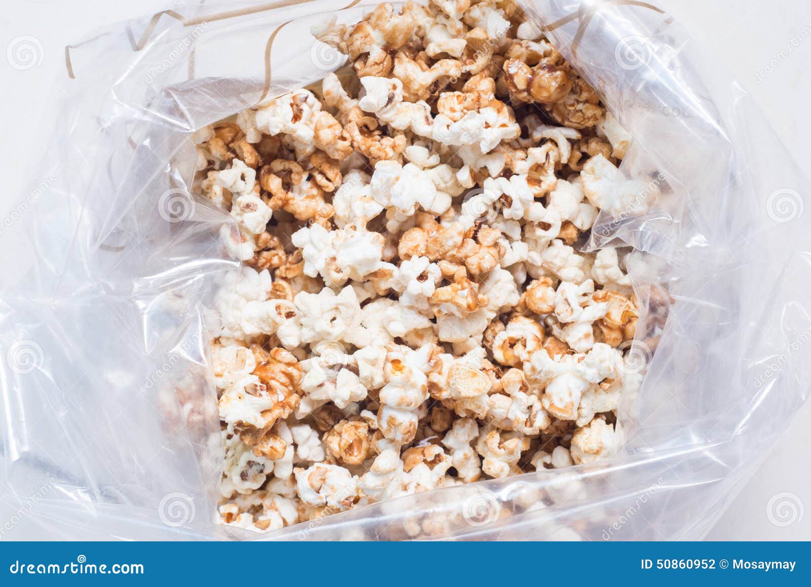 Caramel Popcorn in Plastic Bags Stock Photo Image of salty, food