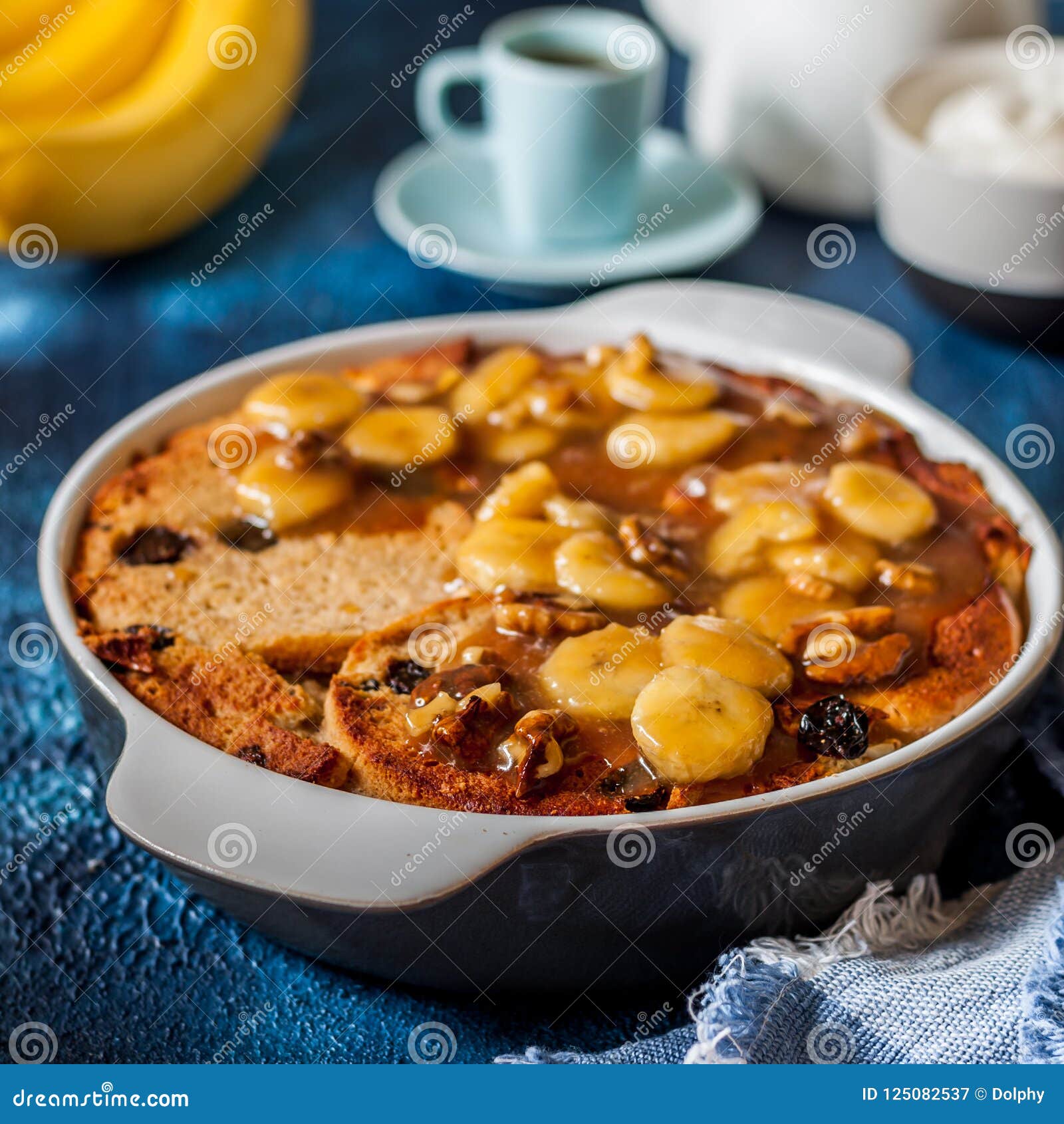 caramelized banana bread pudding