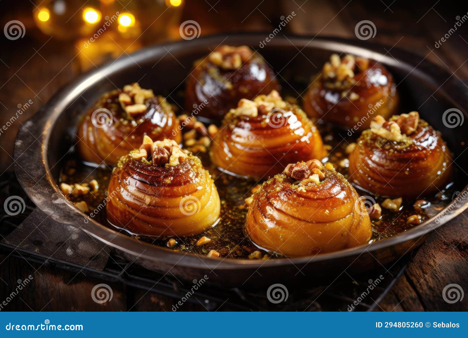 Caramelized Onions and Walnuts in a Cast Iron Skillet Stock