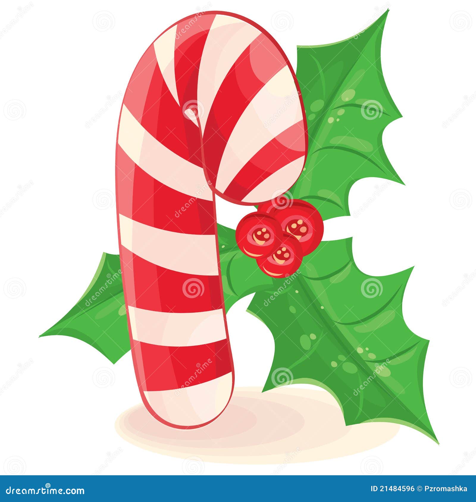Vischio Natale.Caramella Di Natale E Una Filiale Del Vischio Illustrazione Vettoriale Illustrazione Di Canna Fumetto 21484596