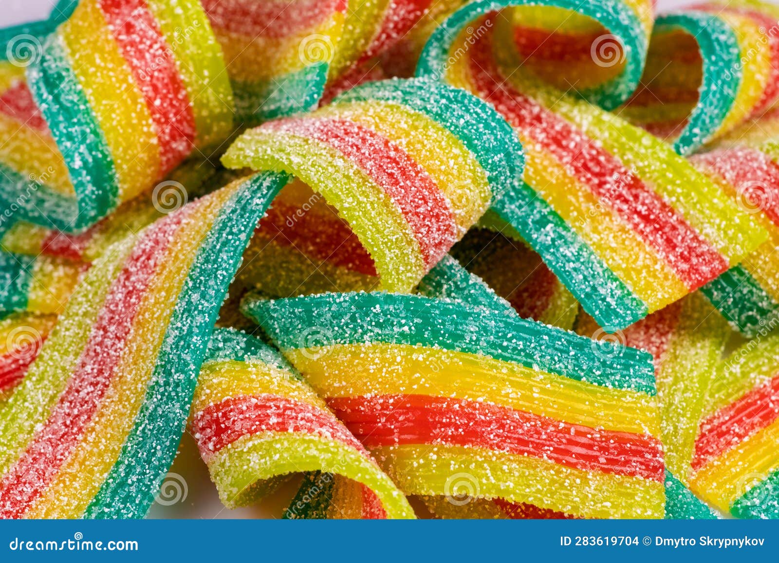 Caramelle Colorate Di Gelatina in Strisce Di Zucchero. Sottofondo