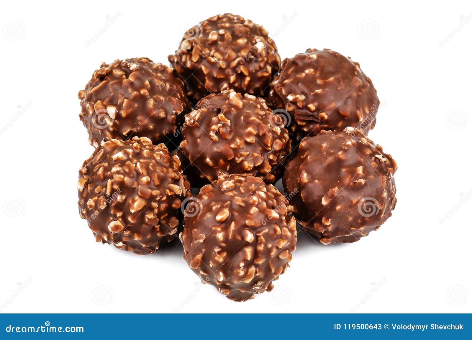 Caramelos De Chocolate Redondos Dulces En Blanco Imagen de archivo