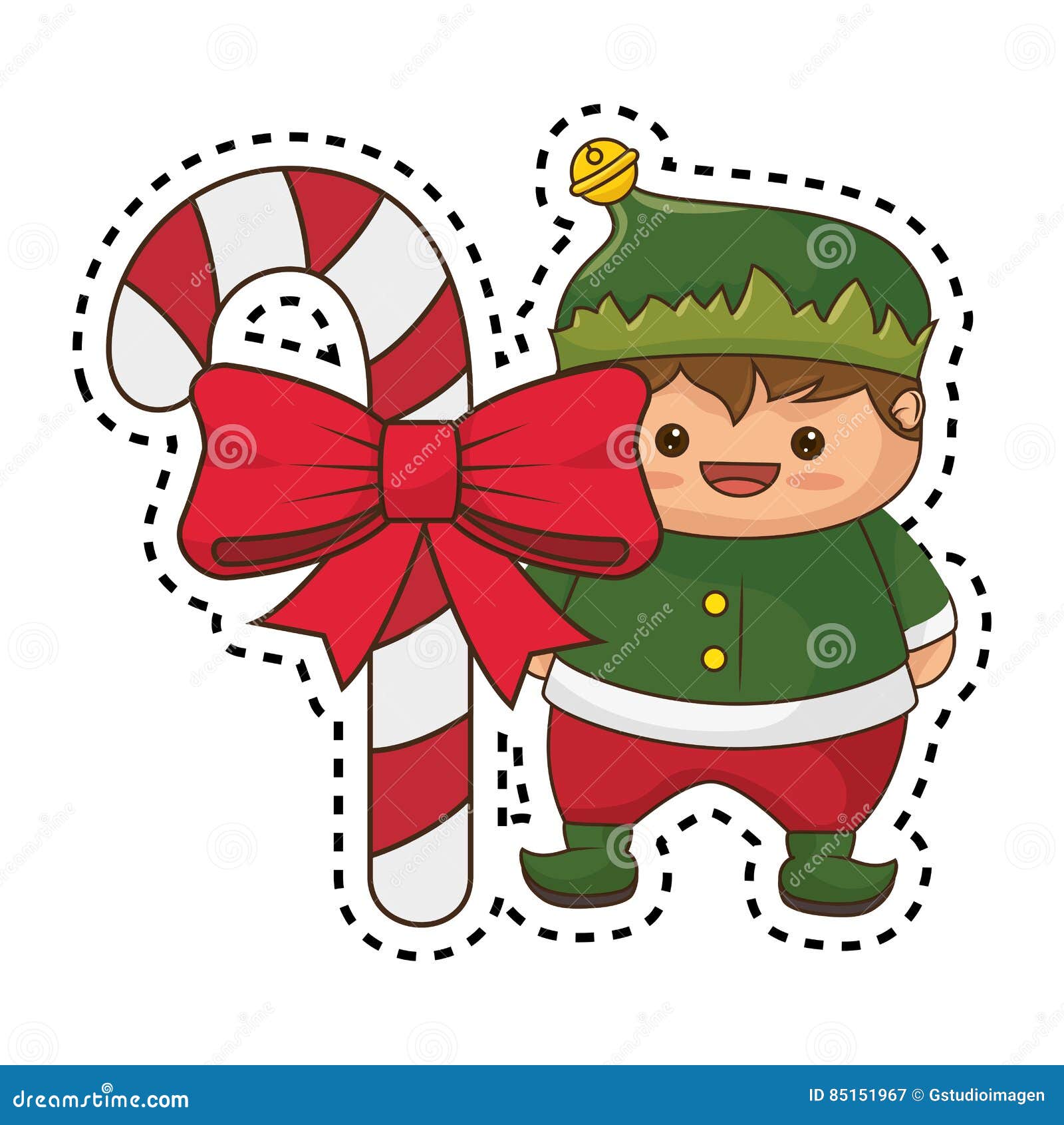 Immagini Natalizie Kawaii.Carattere Felice Di Kawaii Dell Elfo Di Buon Natale Illustrazione Di Stock Illustrazione Di Cartolina Allegro 85151967