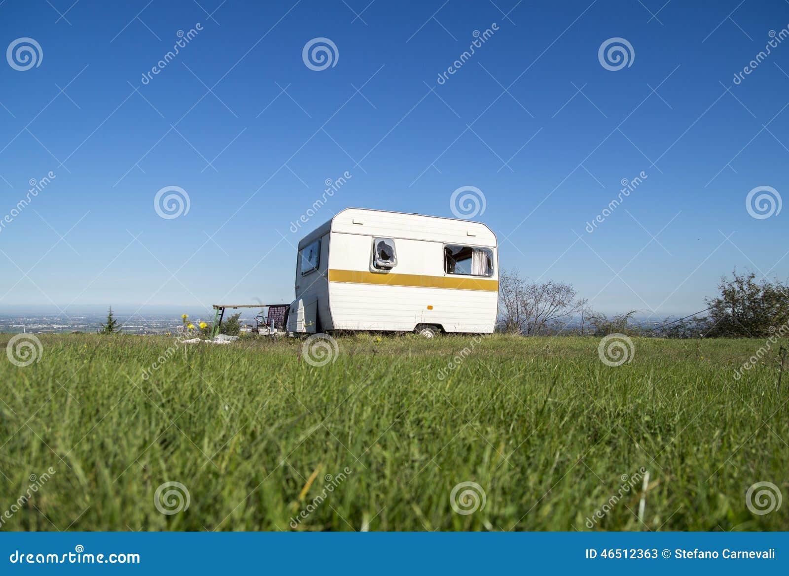 Caravan stock image. Image of home, hill, colorful, retro - 46512363