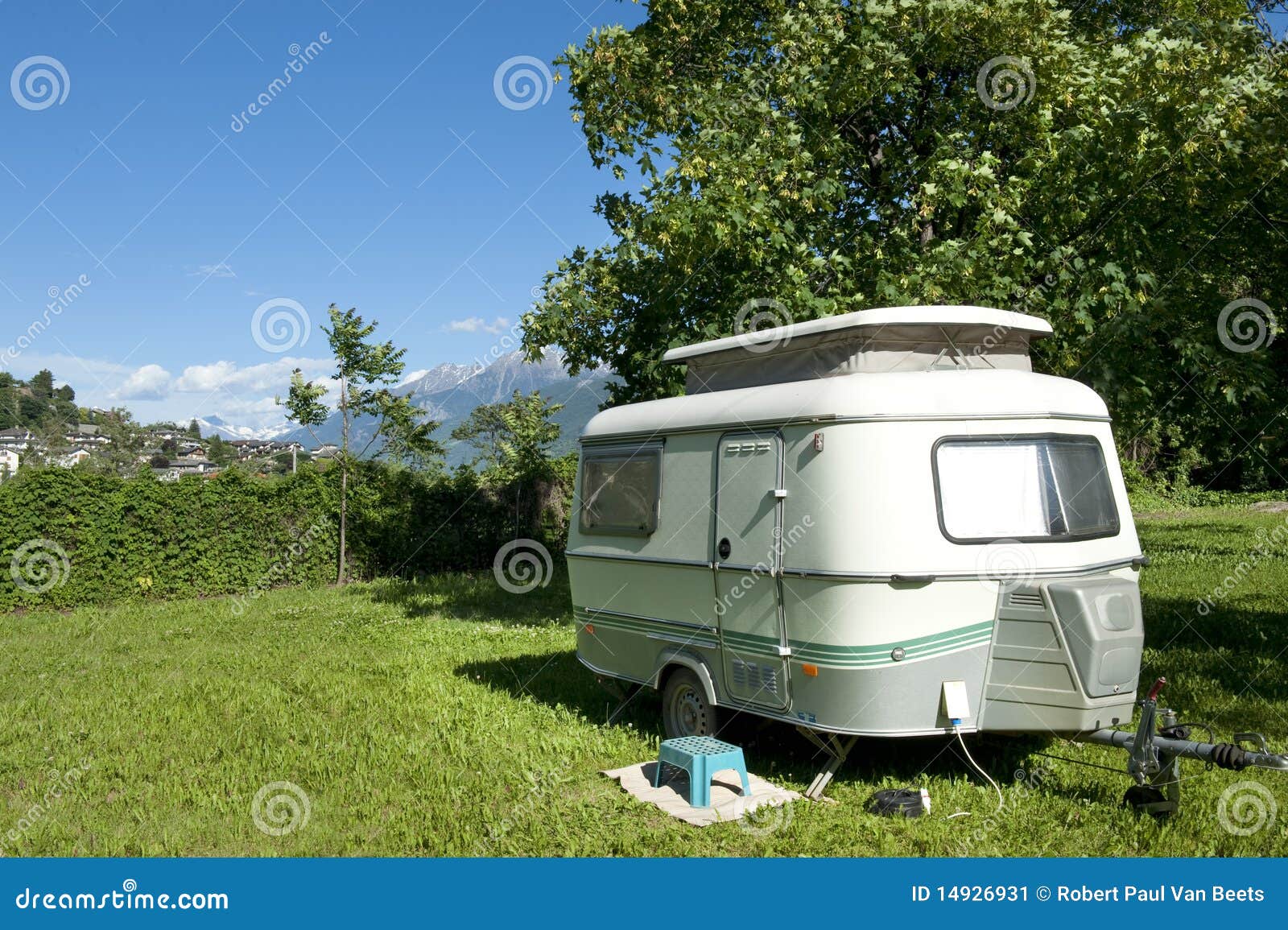 Caravan at camping stock image. Image of mountain, camp - 14926931