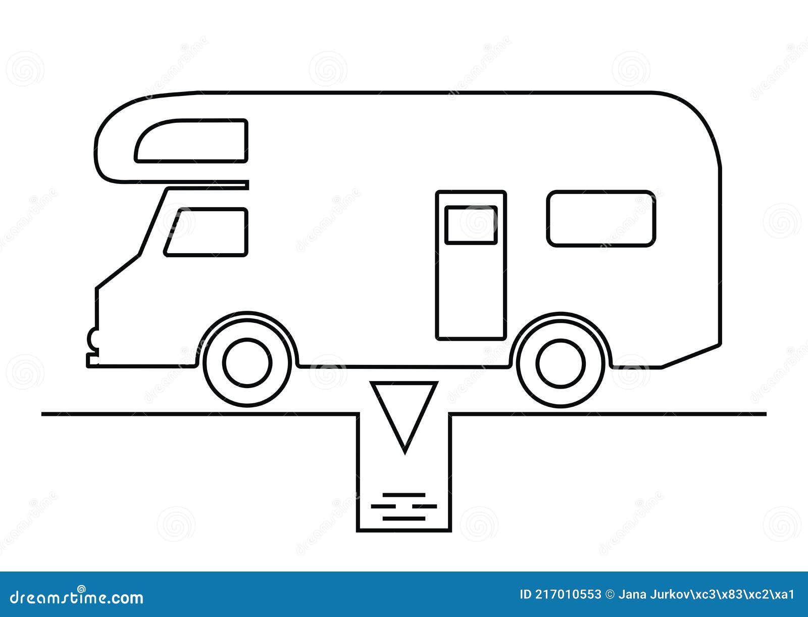 Caravan and Sump, Black and White Vector Icon Stock Vector
