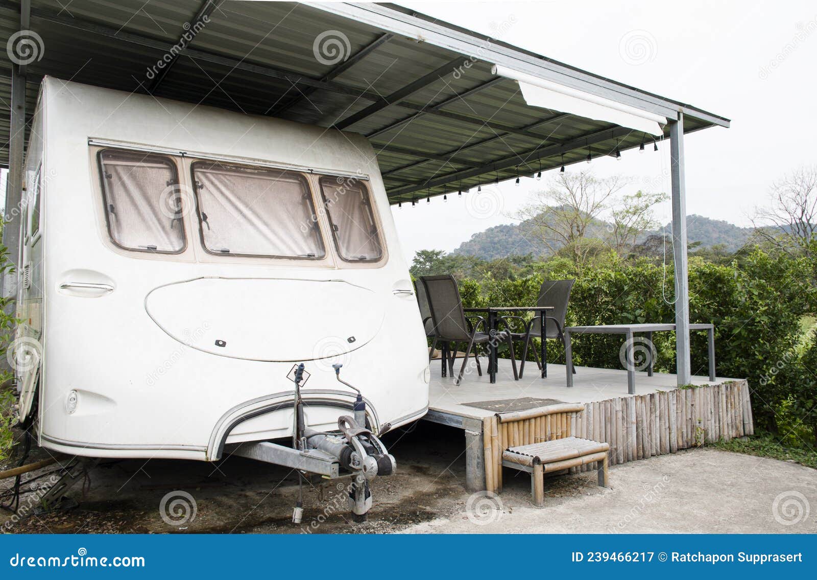 Caravan Trailer with Balcony in Front Stock Image Image of freedom
