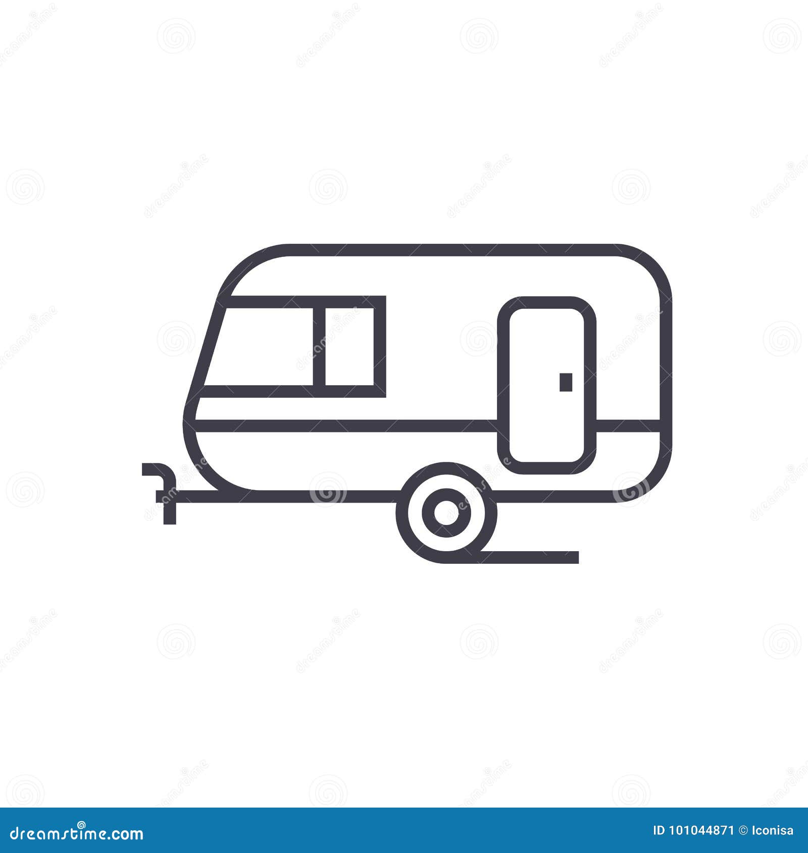 Caravan Vector Line Icon, Sign, Illustration on Background, Editable ...