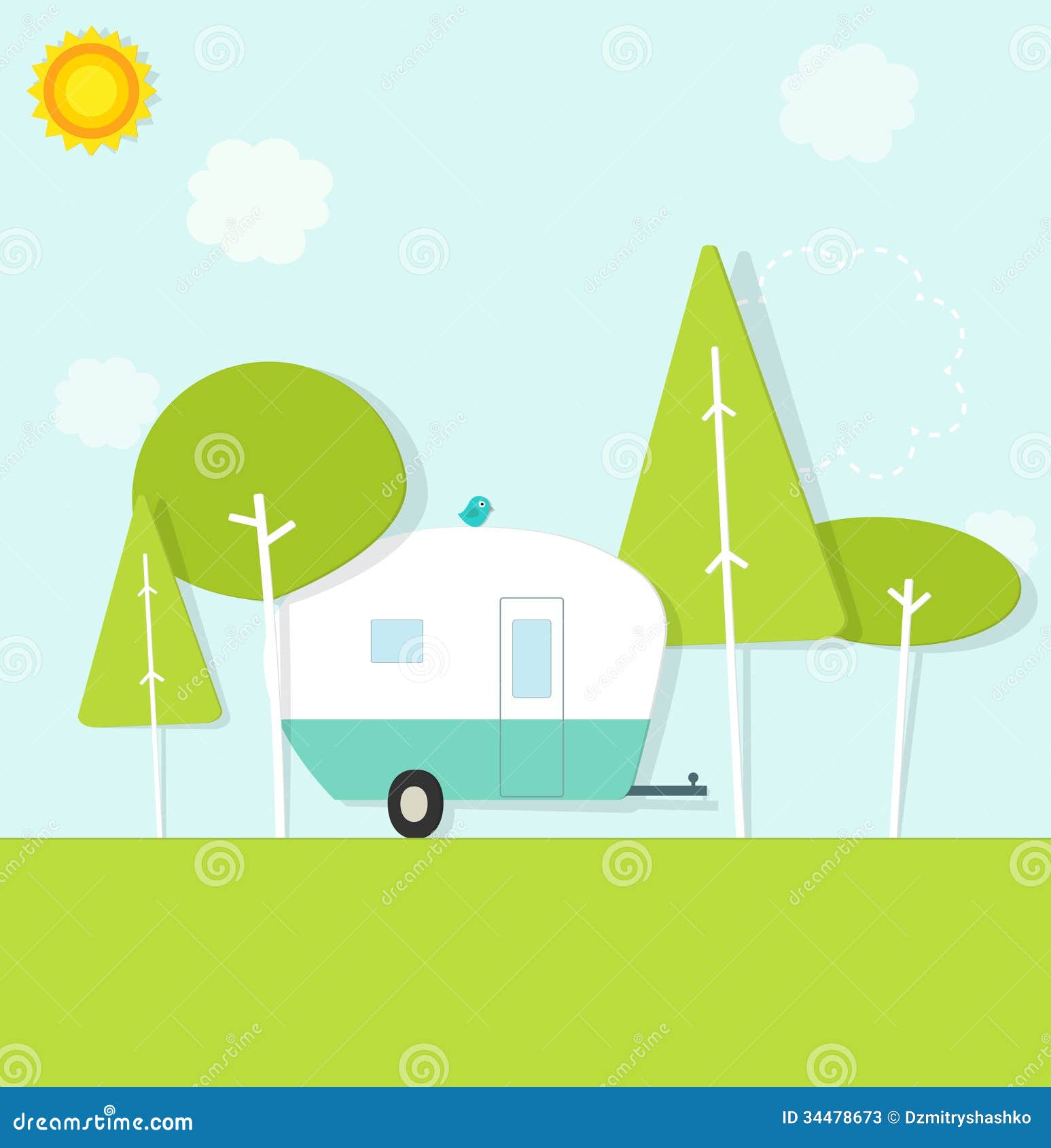 Caravan in the woods stock vector. Illustration of tourist - 34478673