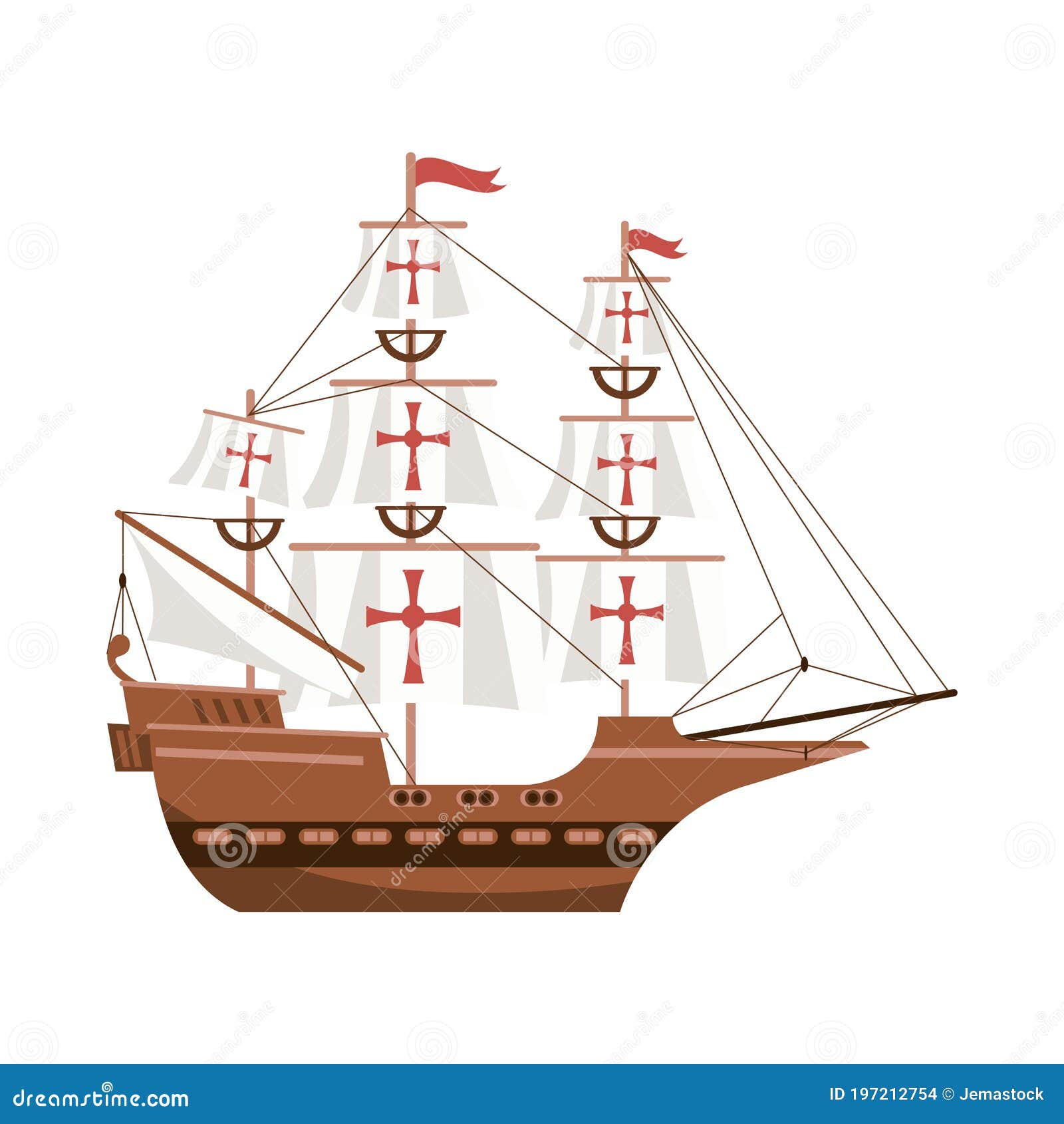 Big Caravel Isolated On White Icon Cartoon Vector