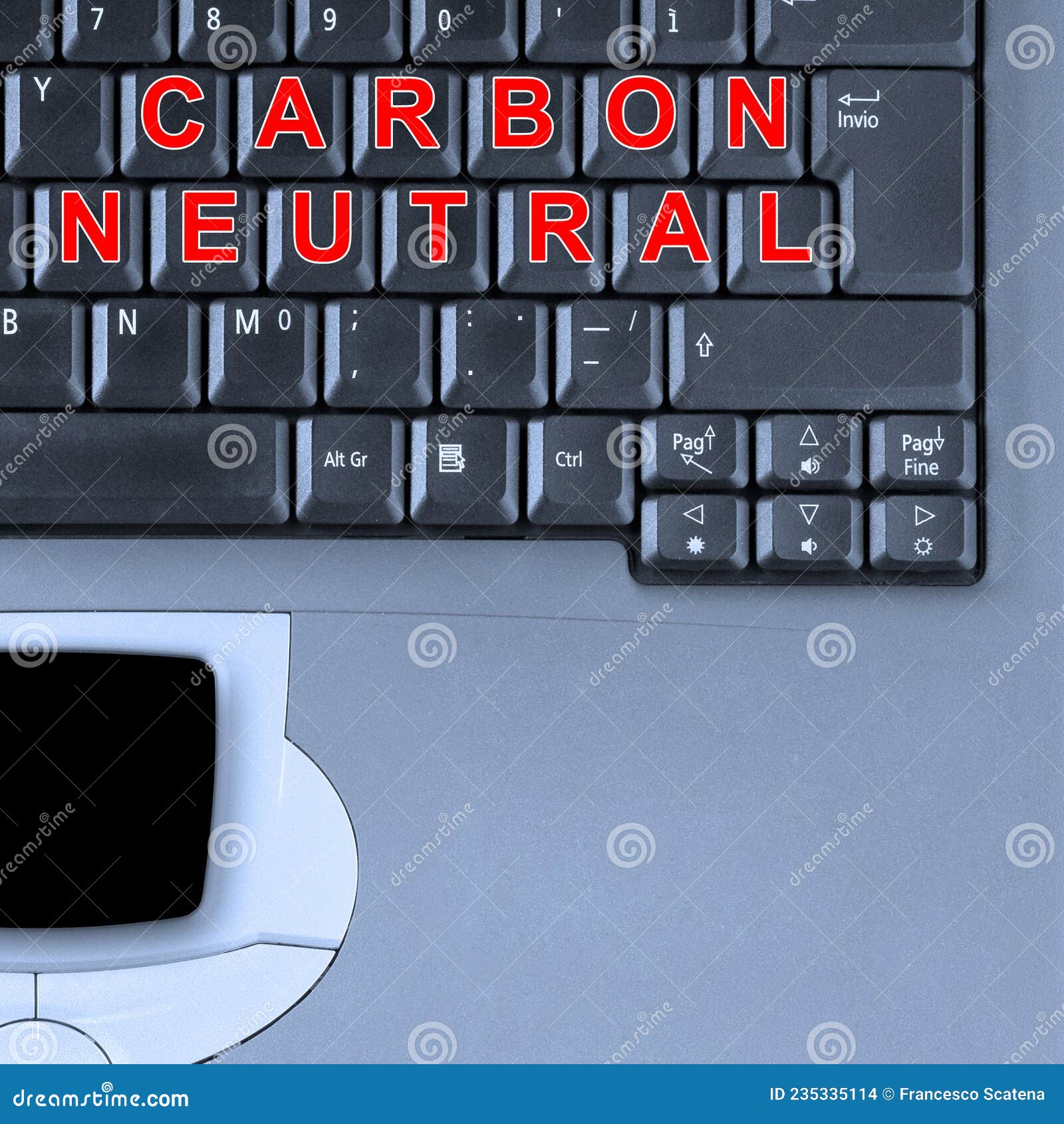 Carbon Neutral Concept with Computer and Copy Space Stock Photo Image