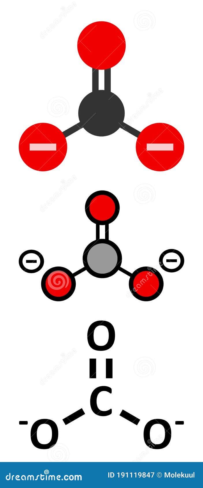Carbonate Anion, Chemical Structure Stock Vector