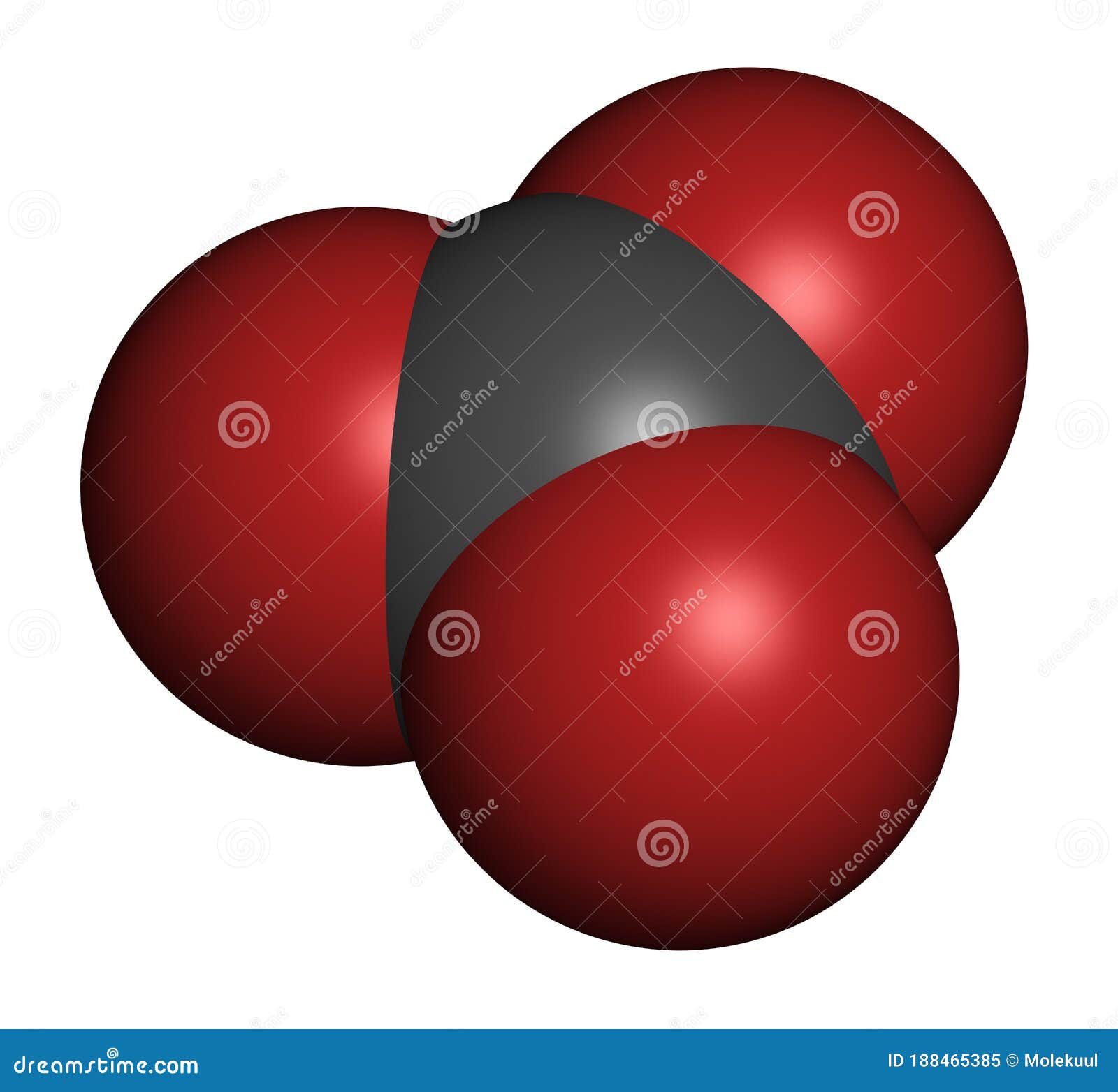 carbonate anion, chemical structure. 3d rendering. atoms are represented as spheres with conventional color coding: carbon (grey